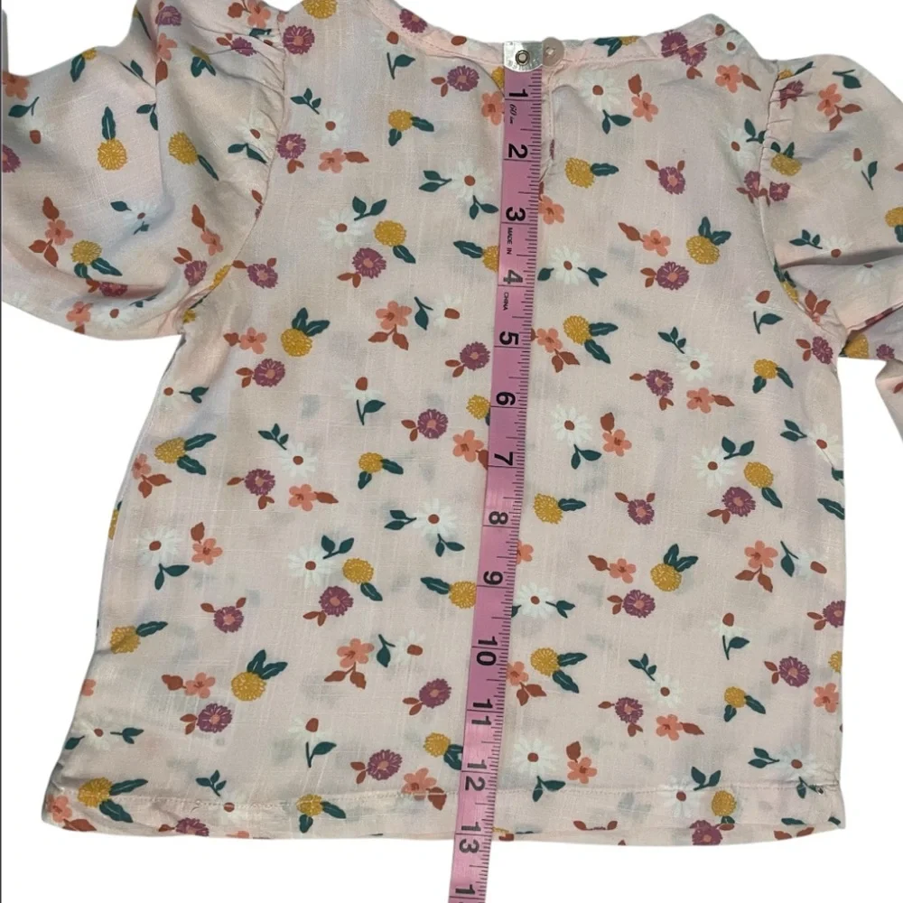 Cat & Jack Floral Top with A Rusty Brown Corduroy Suspender Skirt - Picture 7 of 13